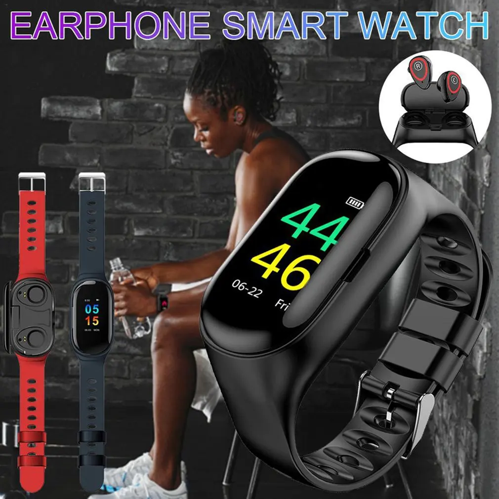 smart watch Wireless Earphone With Color Screen Heart Rate Monitoring Wristband Stereo Earbuds Long Time Standby Sports Watch