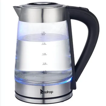 

Blue Light Glass Electric Kettle Unique Beautiful Fashionable 360° Rotating Kettle Automatic Closing Household Appliances