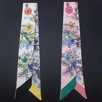 

2020 New Summer Fashion Girl Neckerchief Small Ribbon Hair Scarfs Headband Bag Silk Scarf for Women