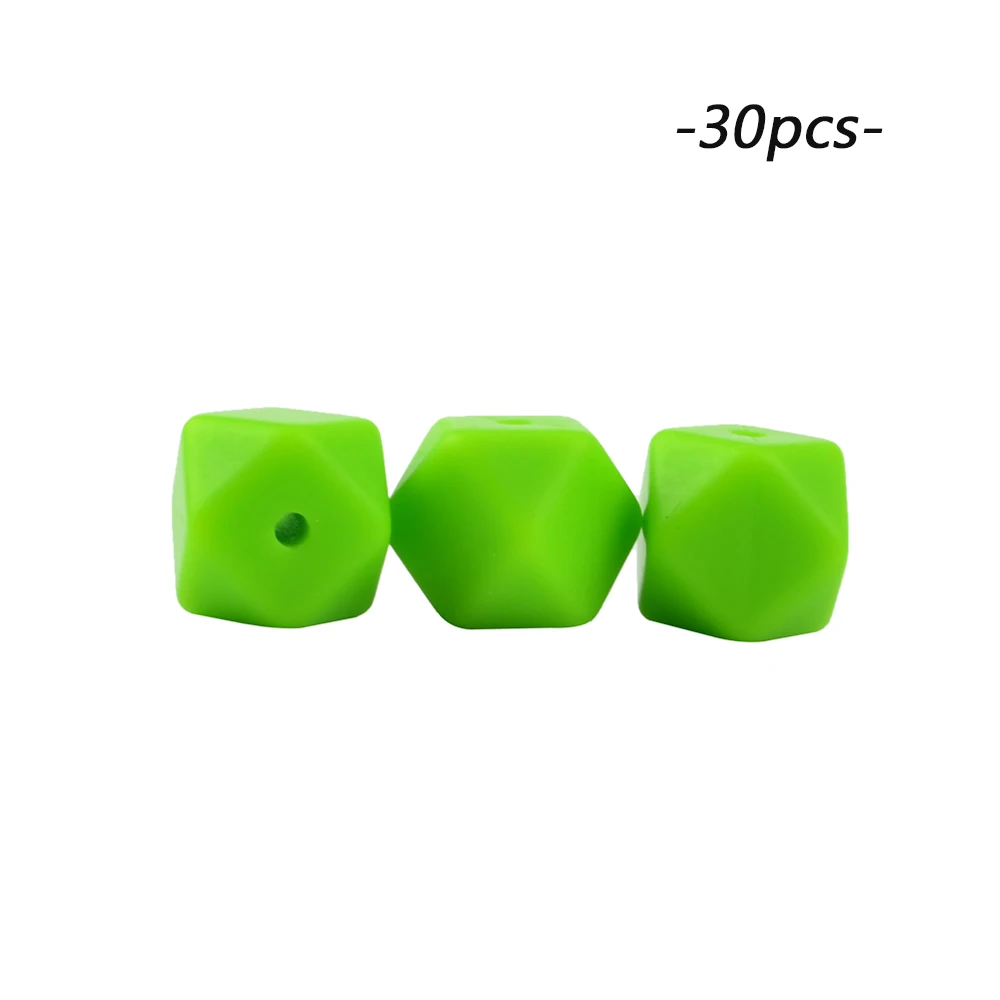 chartreuse LOFCA 30 шт. силиконовые бусины Мини шестиугольник 14 мм Детские Игрушки Для Прорезывания Зубов Ожерелье пищевого качества Детские Прорезыватели BPA бесплатно DIY силиконовые украшения - Цвет: chartreuse