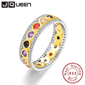 

JQUEEN Infinity Gold Twisted Ring Nature Amethyst Garnet Citrine Gemstone 925 Sterling Silver Jewelry Wholesale With Jewelry Box