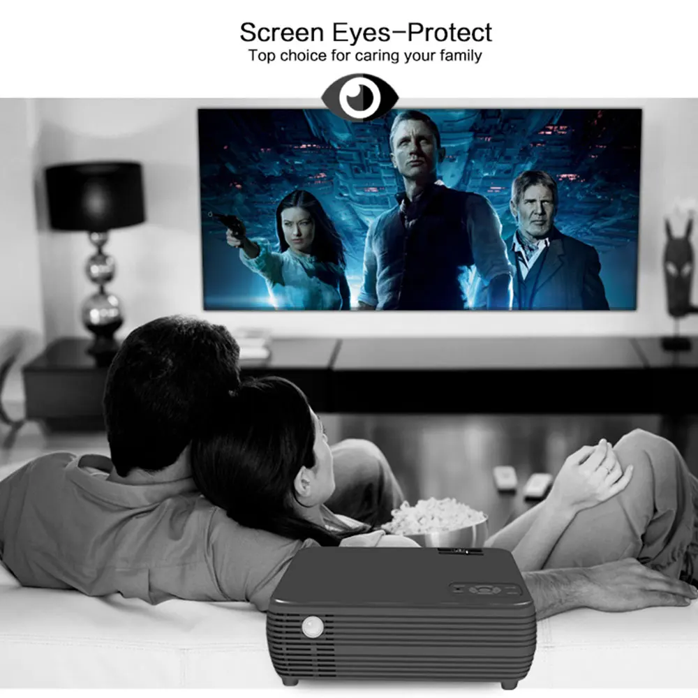  LED Mini Projector Full HD 4K USB TF HDMI Media Player Home Cinema LCD 16:9 Support Red Blue 3D Hom