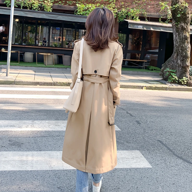 Autumn Casual Long Trench Coat Women 2020 New Sashes Double Breasted Office Lady Coat Solid Trench Outwear