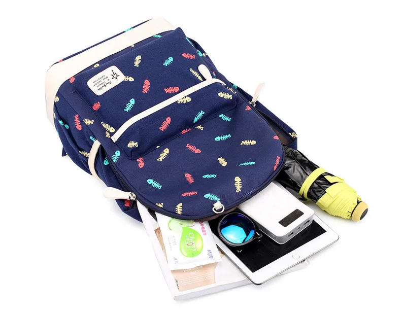 3 Pcs Printing Canvas School Bag for Teenagers Girls New 2019 Fashion Floral Backpacks College Large Capacity Laptop Travel bags (4)