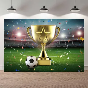 

NeoBack Champion Football Soccer Field Stadium Grassland Baby Birthday Boy Custom Banner Photography Background For Photo Studio