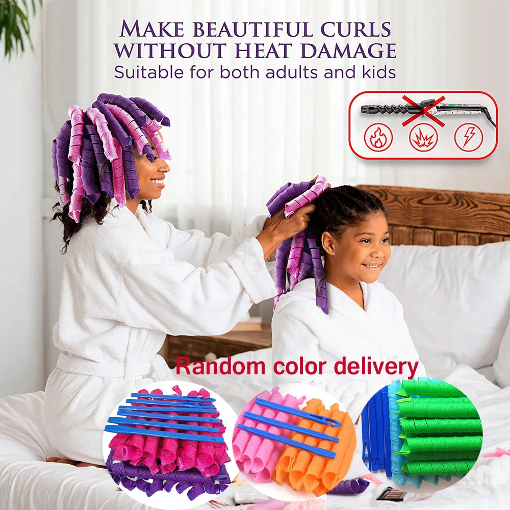 18PCS Hair Rollers 55/65/75cm Snail Shape Not Waveform Spiral Round Hair Curler Soft Curler Bendy Styling Tool DIY hair styling tool hair curling tools