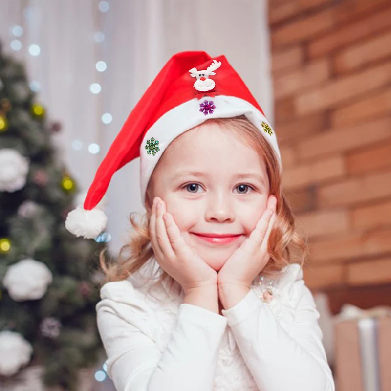 

2020 New LED Santa Hat Winter Warm Christmas High-grade Plush Adult Hat To Increase Thickening Big Ball Soft Plush Christmas Hat