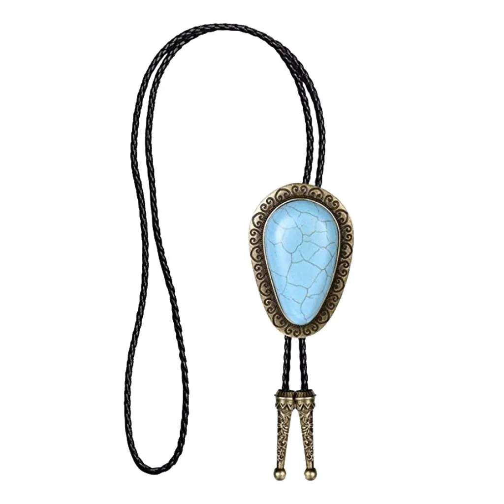 Turquoise Stone Bolo Tie Western Cowboy  Novetly Neckties