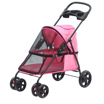 

Traveling out Four Wheel Pet Carrier for Little Dog and Cats Super Light Breathable Oxford Strollers