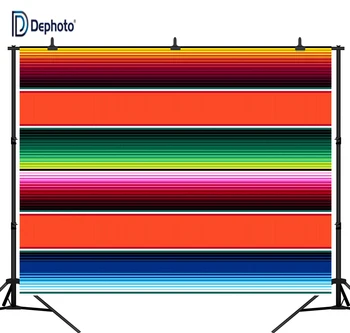 

DePhoto Fiesta Party Vinyl Photography Backdrop Customized Mexico Stripes Cinco de Mayo Photo Background Studio Prop CM01
