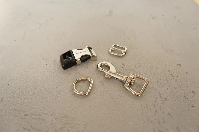 100sets/lot(metal buckle+adjust buckle+D ring+metal dog clasp/set) 15mm provide laser engraving service customize LOGO