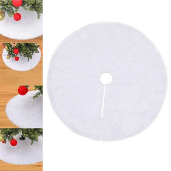 

Long Snow Plush Christmas Tree Skirt Base Floor Mat Cover XMAS Party Decor Be Used As An Ornament For Christmas Trees
