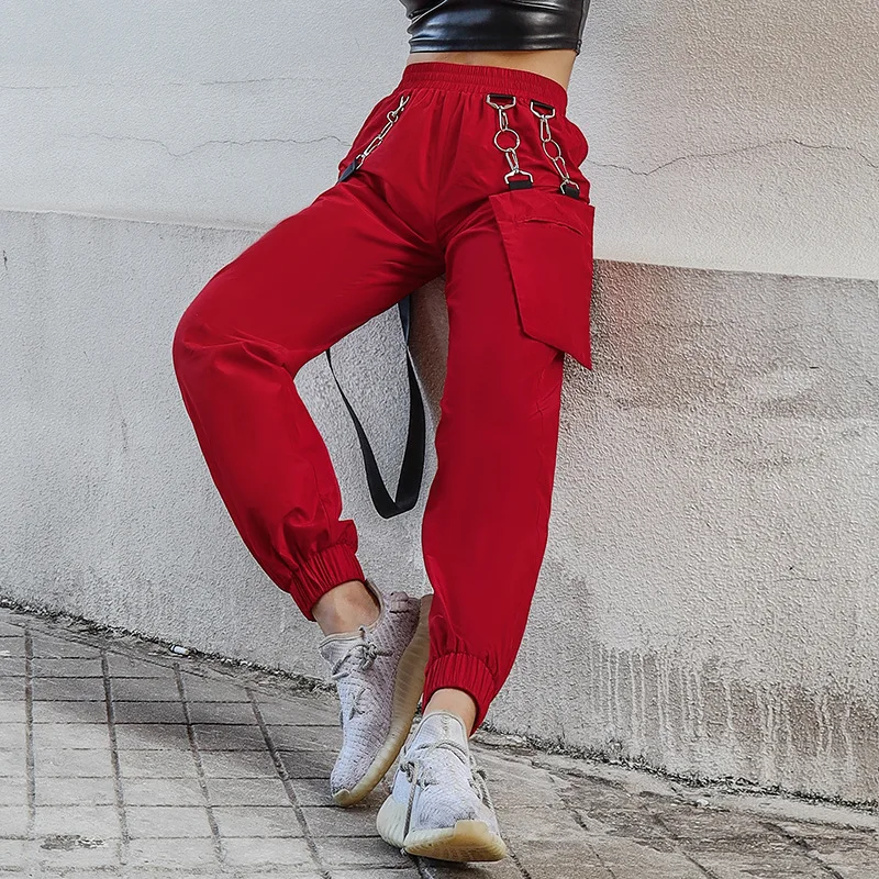 red cargo pants for women