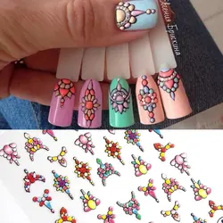 3D наклейки для ногтей цветы смешанные узоры красочные переводные наклейки для ногтей бумага искусство для ногтей Сделай Сам дизайн