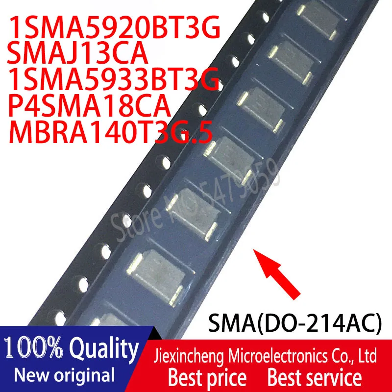 

30PCS 1SMA5920BT3G 920B SMAJ13CA UG 1SMA5933BT3G 933B P4SMA18CA 18C MBRA140T3G B14 SMA(DO-214AC) New original