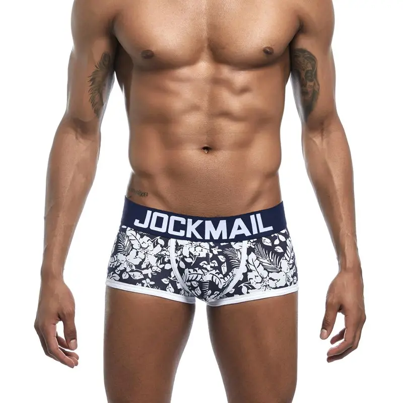 low rise boxer briefs JOCKMAIL Cotton Men Underwear Fashion Printing Briefs Classic Low-waist Boxer Shorts Breathable Male Underpant Casual Trunks Gay pouch briefs