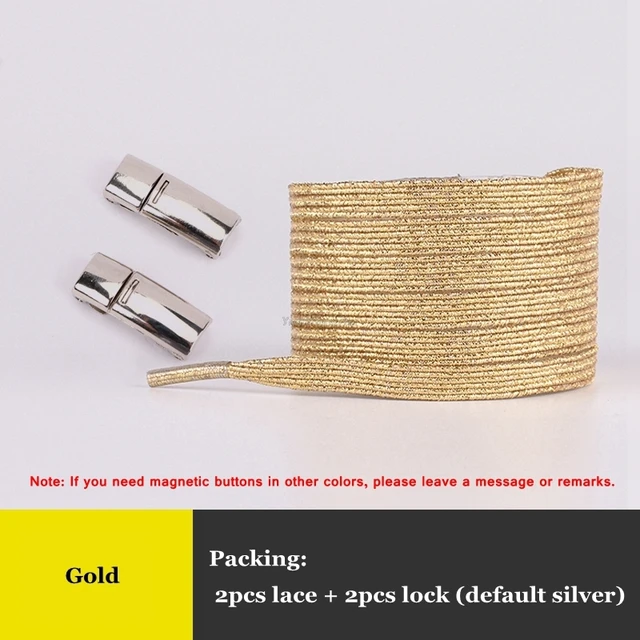 New Rainbow Magnetic Lock Shoelaces Elastic No tie Shoe laces Sneakers Shoelace Kids Adult Lazy Laces One Size Fits All Shoes Gold