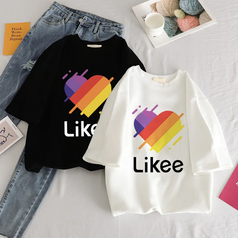 New Harajuku Kpop Female Tshirt likee love Print Short Sleeve Tops & Tees Fashion Casual T Shirt Women Clothing T-shirts