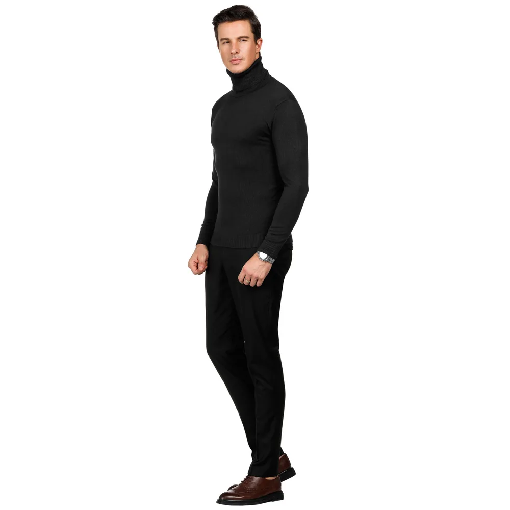 Для мужчин осенне-зимние свитер Slim Fit Классические однотонные ботинки с острым носком Цвет эластичный мягкий длинный рукав водолазка; свитер Термальность трикотажная одежда для детей