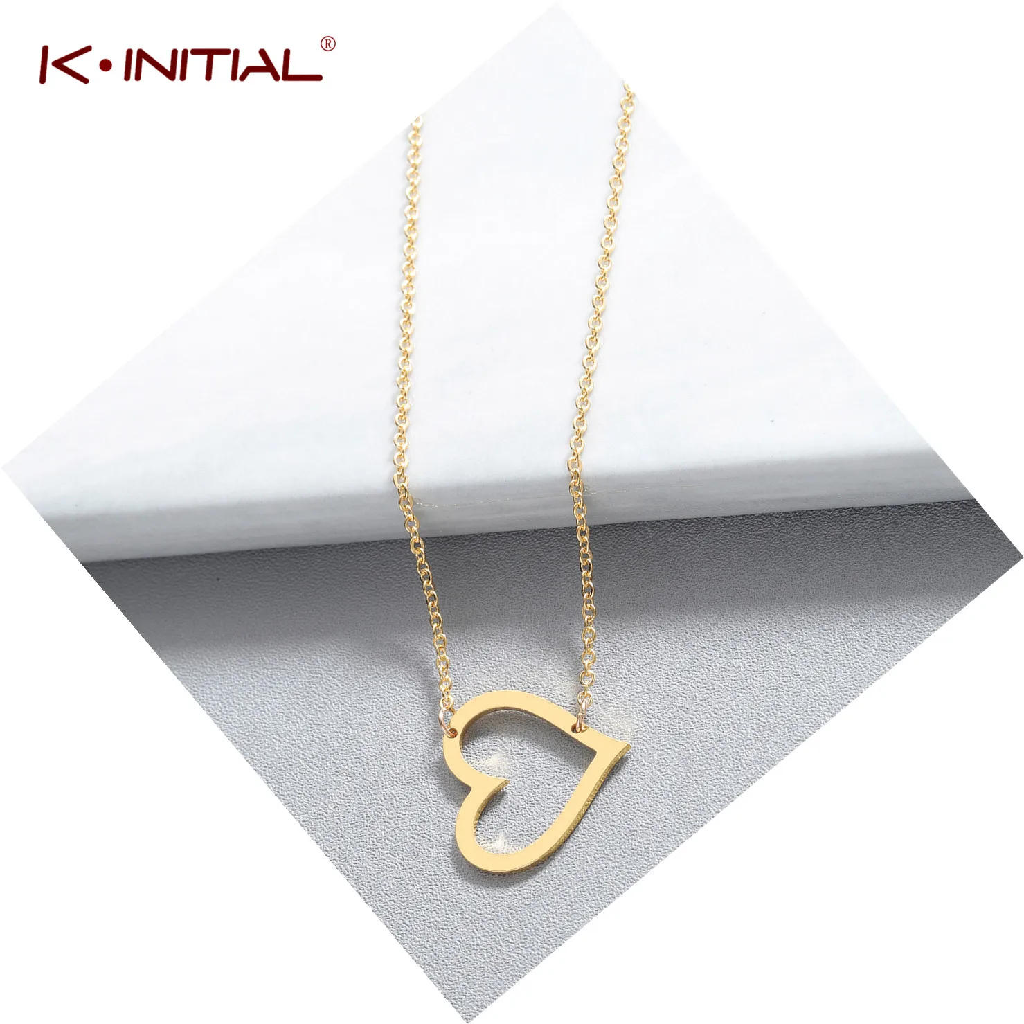 Модные ожерелья Kinitial в форме сердца из нержавеющей стали ожерелье с полым