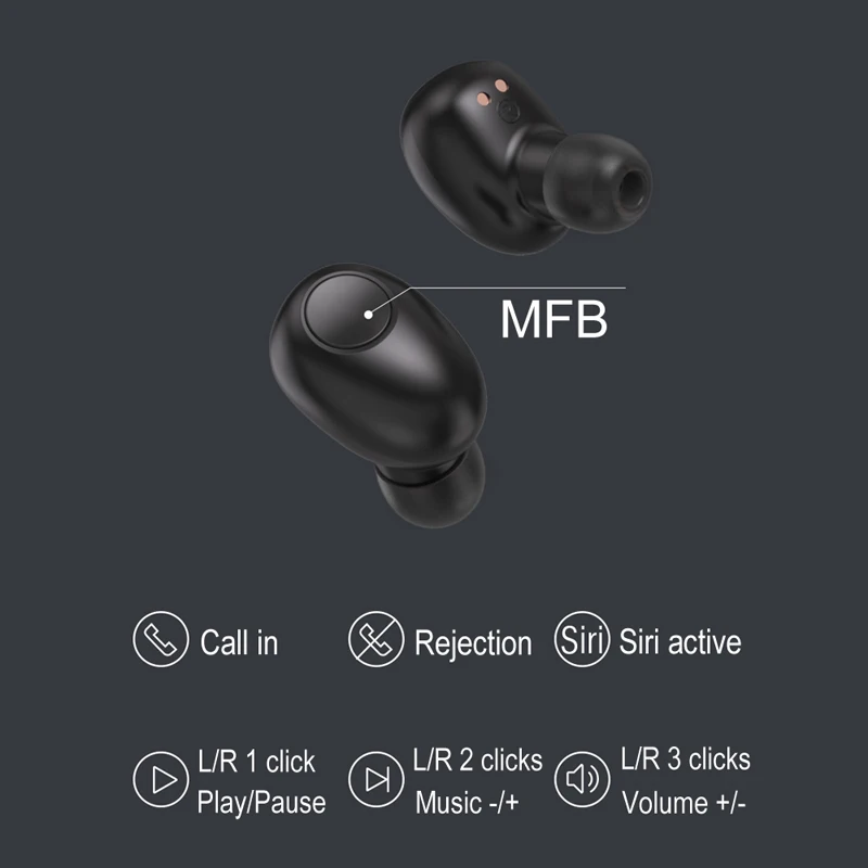 EWA Bluetooth Earphones T8 3 Earbuds LED display Charging Case for Xiaomi iPhone Samsung Android Phones Handsfree Earphone