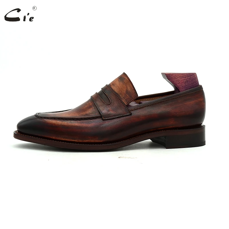 Goodyear welted loafer men formal shoes leather sole shoes for men office dress patina brown business leather loafer 213