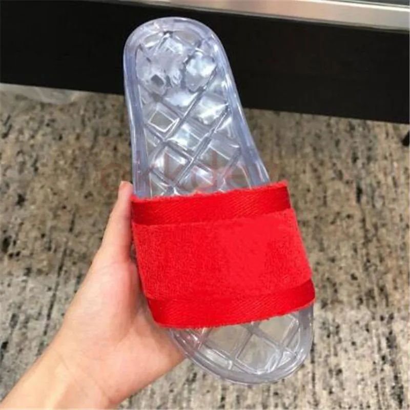 

Women Jelly Transparent PVC Clear Sandals Designer Slippers Rubber Slide Sandal Floral Brocade Gear bottoms Flip Flops Striped B