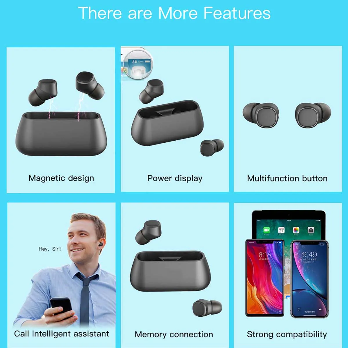 Беспроводная гарнитура T1 Mini V5.0 Bluetooth HIFI Hands-Free шумоподавление с двойным микрофоном зарядная коробка bluetooth-гарнитура