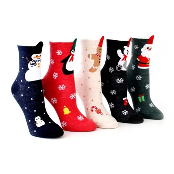 

3D Christmas Socks Carnival Women Winter Socks Penguin Bear Celebration Christmas Gift Warm Soft Comfortable Cotton Sock