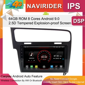 

Car Multimedia Player 10.2inch IPS Screen Monitor GPS tape recorder Bluetooth Android 9.0 For V W GOLF 7 2013-15 Gray Auto Audio