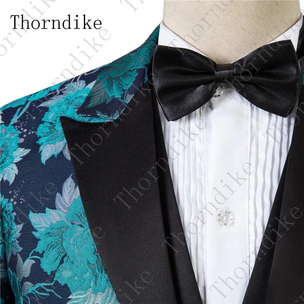 Thorndike куртка+ брюки Новая мода цветочные мужские костюмы приталеные Блейзеры Плюс размер жаккардовые Свадебные деловые мужские фраки строгие платья