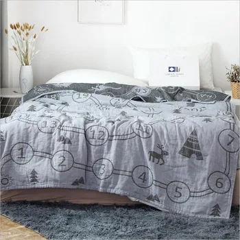 

200*230cm Four layer Muslin Summer Blanket for Bed Sofa 100% Combed Cotton Soft breathable Quick Dry Throw Blankets Bed Coverlet