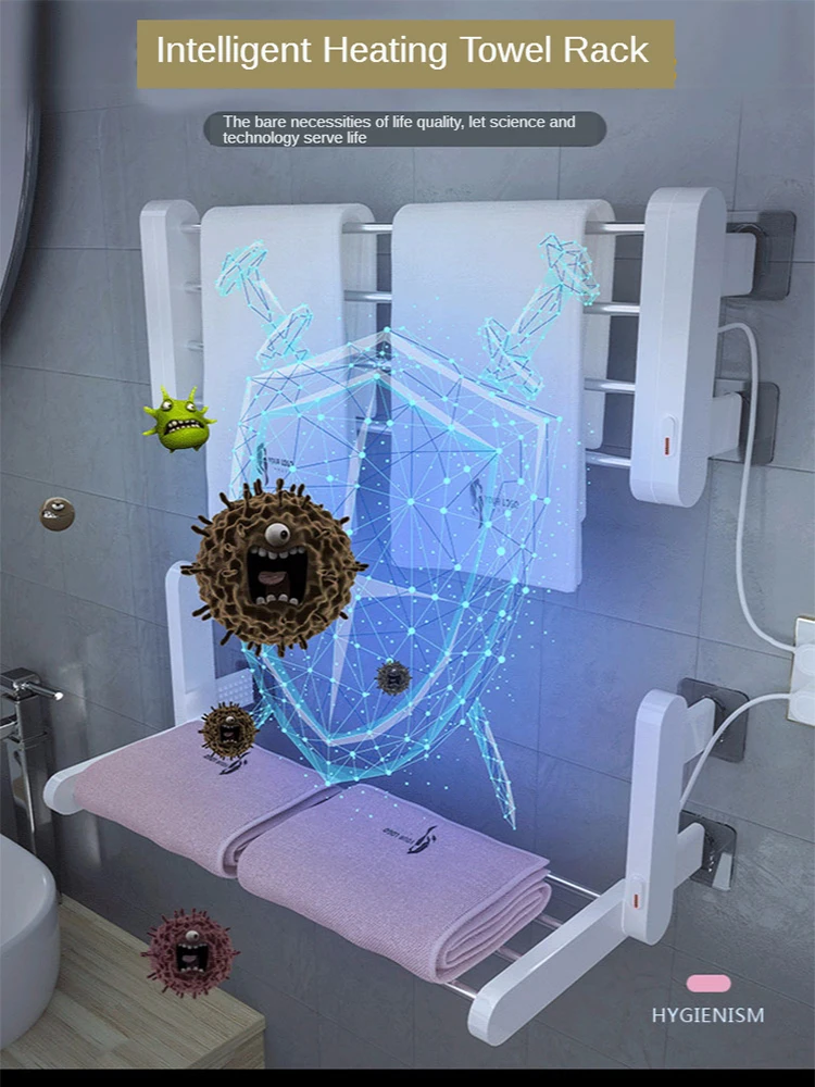 New Style Dryer Intelligent Electric Towel Warmer Heated Towel Rail Bathroom Accessory Wall mounted Space Aluminum Towel Rack