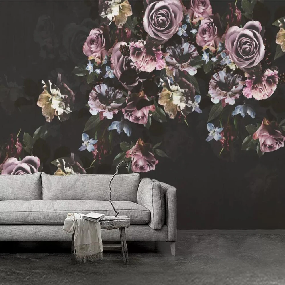

Dropship Custom 3D Wallpaper Mural Nordic Pastoral Style Rose Flower Background Wall Paper Mural Decoration Wallpaper Mural