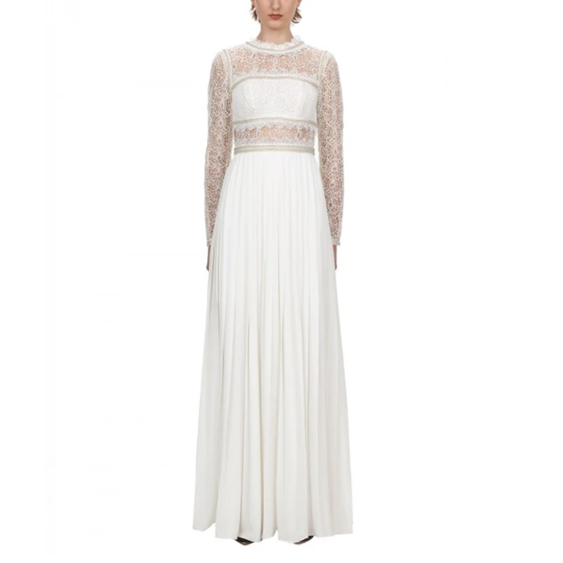 self portrait white long sleeve dress