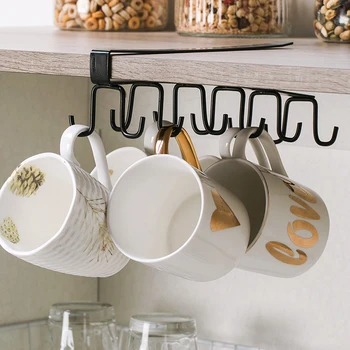 

1pc with 12 Cabinet Hook Wall Mounted Cabinets Rack Containers Kitchen Accessories Multi-Function Hanging Rack Kitchen Tools