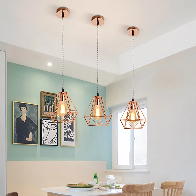 

Modern diamond Pendant Lights Champagne Gold Hang Lamp Kitchen Island LED Lighting Fixture Balcony Corridor Light Pnedant Lustre