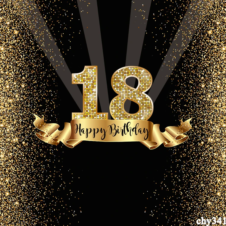 

LEVOO Happy 18 21 25 30 40 50th Birthday Party Gold Dot Banner Party Poster Photo Background Photophone Photography Backdrop