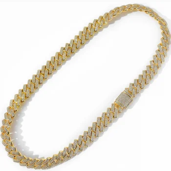 

Chain Necklace 14mm Prong Cuban Link Chains Necklace Fashion Hiphop Jewelry cubic zirconia stone Necklaces For Men MISSIVY
