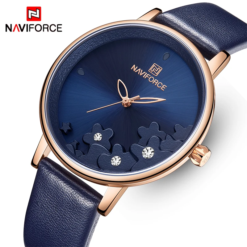 Топ NAVIFORCE женские часы Модные Кварцевые наручные повседневные очаровательные