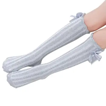 

2020 Newest Kids Simple Girls Solid Color Bowknot Soft Warmer Cotton Long Socks Stockings Leggings