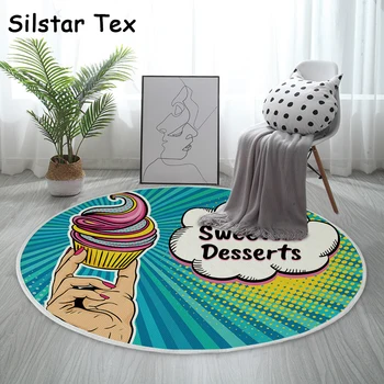 

Silstar Tex Modern Girl Figure Cotton Round Rug Luxury Room Carpet Textile Home Bedside Women Mat Quite Floor Mats Kitchen