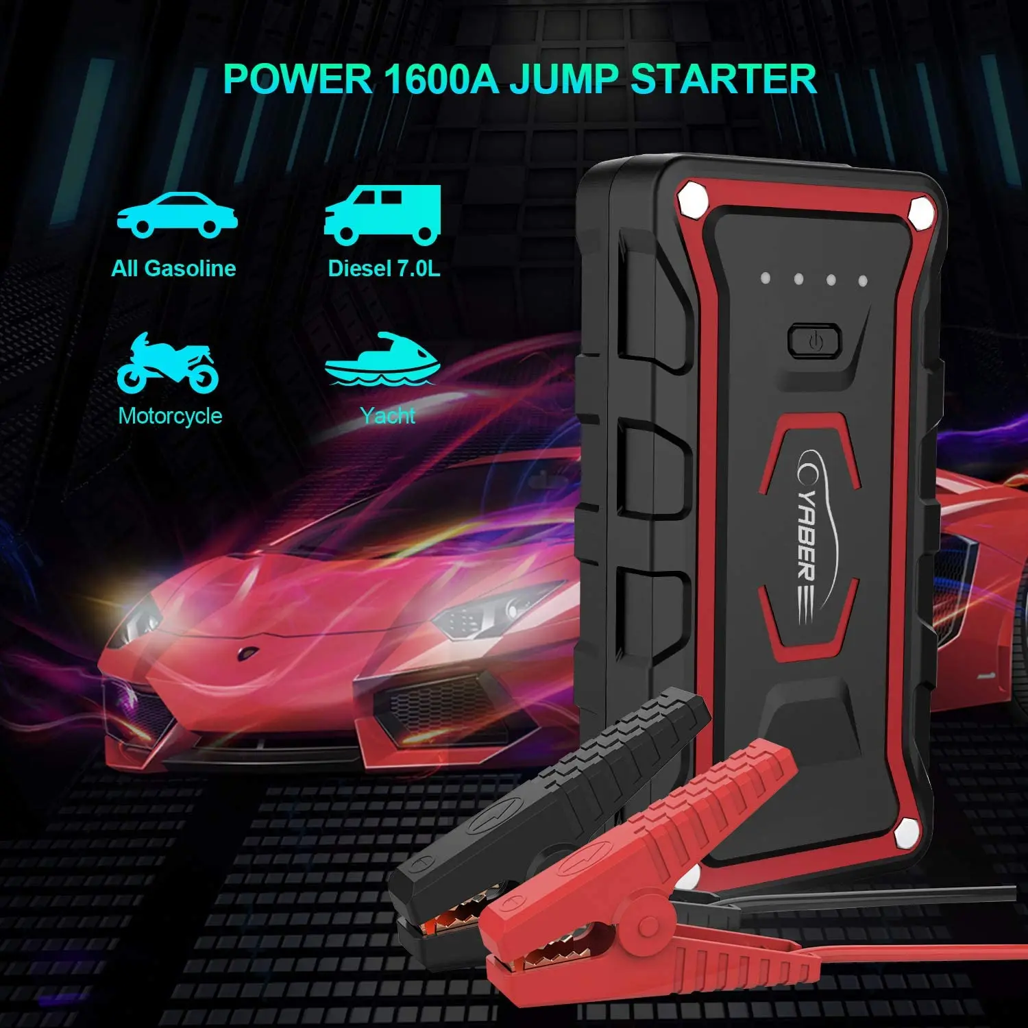Пусковое устройство Yaber аварийное пусковое аккумулятор Power Bank автомобильный
