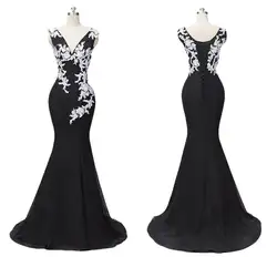 Черное атласное с юбкой-русалкой вечернее платье 2020 сексуальные платья с v-образным вырезом Формальные Вечерние платья со шнуровкой сзади
