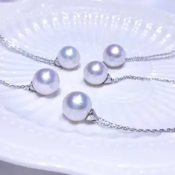 

S925 sterling silver Classic brand natural freshwater white round pearl 10mm necklace