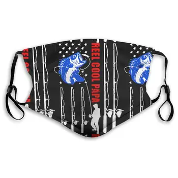 

American Flag Fish Anti Dust Half Face Mouth Mask with PM2.5 Filters 5 Layers of Protection for Men and Women Black