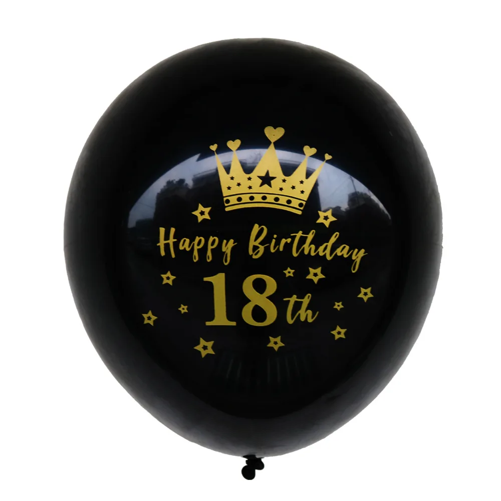 1 шт. 12 &quotЗолотые черные латексные воздушные шары 18 21 30 40 50 60 70 лет с днем рождения
