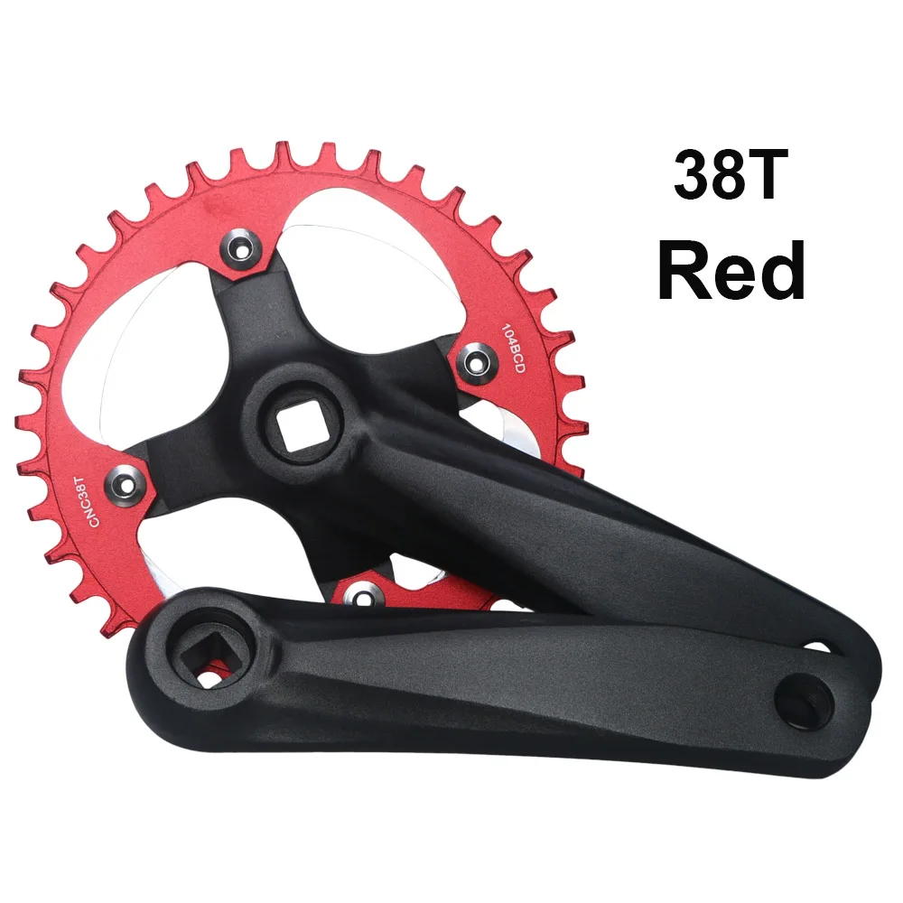 DENPETEC MTB 170mm Square Taper Crankset with 30T 32T 34T 36T 38T Narrow Wide Tooth Chainring Mountain Bike Single Speed Crankset Replacement for Bicycle Crank Arm Set