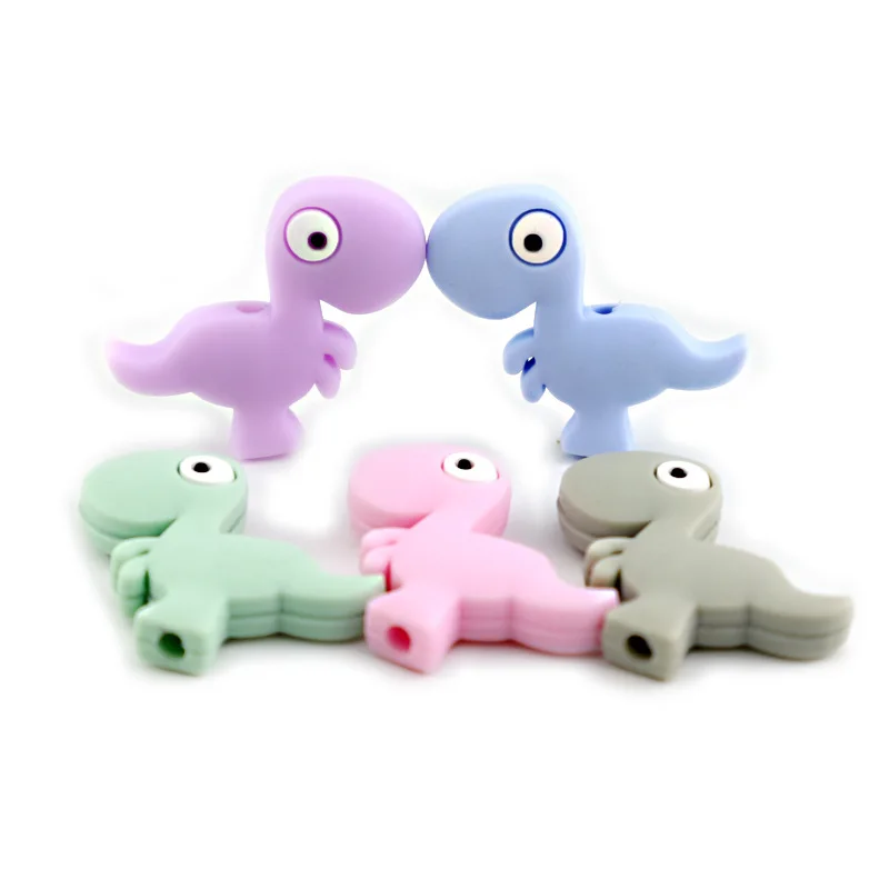ATOB 50 개 실리콘 Teether 비즈 공룡  설치류 젖니 구슬 DIY 간호 목걸이 팔찌 젖꼭지 체인 아이 제품