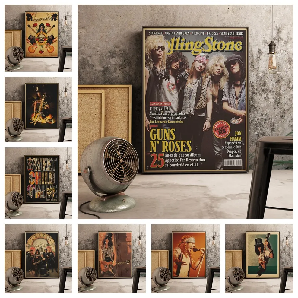 Ретро постер Guns N Roses Rock Музыка картина Искусство Декор кафе бар Настенный декор